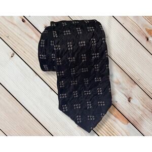 Metropolitan View Silk Tie - Black - Geometric Flowers